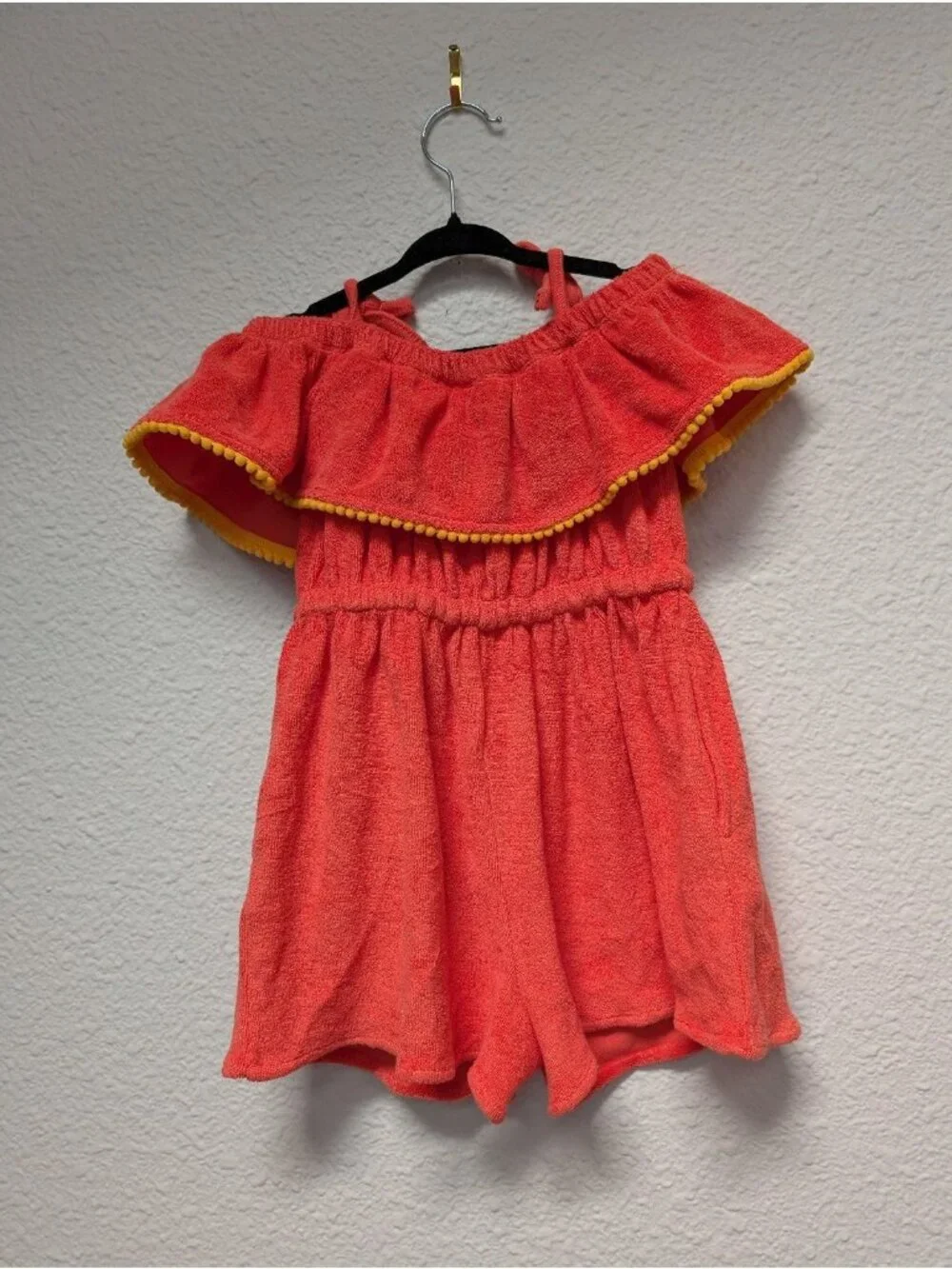 Kate Quinn Organic Cotton Terry cloth Ruffle Shortie Swim Coverup 3T Emberglow